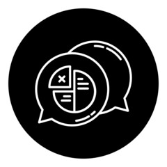 pie chart and chat bubble