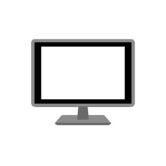 イラスト素材：液晶テレビ、液晶ディスプレイのシンプルなアイコン（白抜き）
