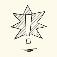 Exclamation mark  icon. Hand drawn vector illustration.