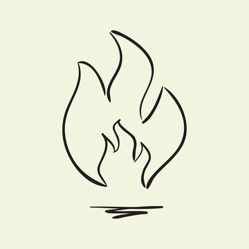 Fire icon in doodle sketch lines.