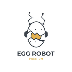 Egg robot evolution illustration logo