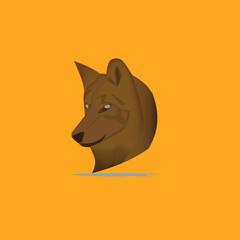 A dog head like original isolated, orange background. Realistic Dog Head Logo.