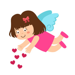 cartoon character cupid girl illustration on white background