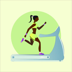 A slender black girl in a sports uniform is running on the track