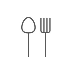 Fork spoon logo icon vector as cutlery utensil or lunch restaurant silverware thin line outline art design illustration isolated modern simple logotype