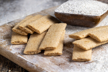 wheat long cookies stuffed with mashed different fruits