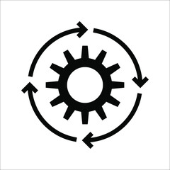 Gear Process icon on white background. Process symbol in black for your web site design