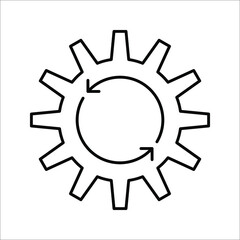 Gear Process icon on white background. Process symbol in black for your web site design