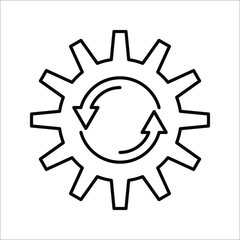 Gear Process icon on white background. Process symbol in black for your web site design