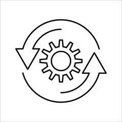 Gear Process icon on white background. Process symbol in black for your web site design