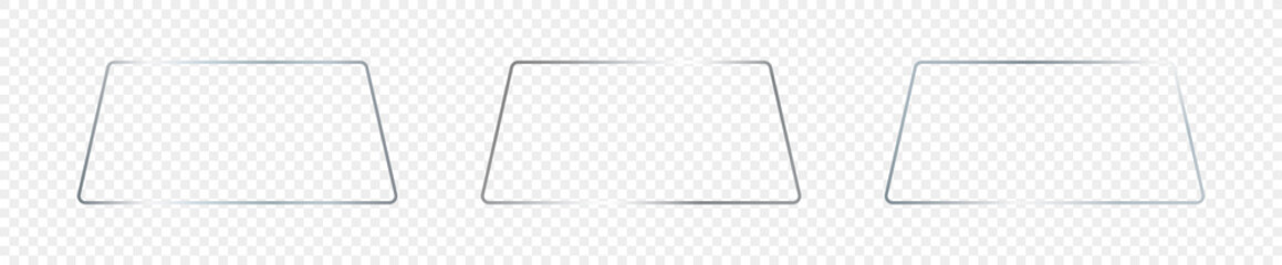 Silver glowing rounded trapezoid shape frame