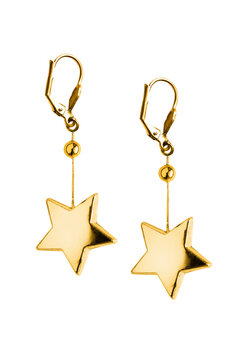 Gold earrings isolated