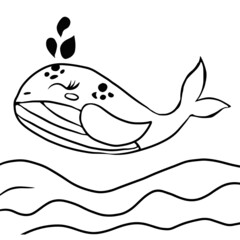 Beautiful ocean whale. Marine Life Landscape watercolor. oceans and underwater world and big whales. underwater life concept can be used for posters, T-shirts, labels, websites, postcards.