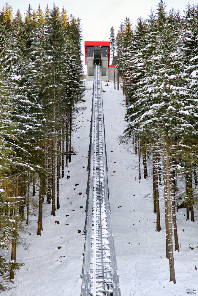 Wall mural Station of ropeway TWINLINER in resort Jasna in Low Tatras mountains, Slovakia