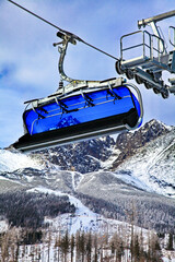 Ski lift in resort Tatranska Lomnica in High Tatras mountains, Slovakia