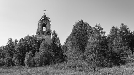 destroyed Orthodox church landscape