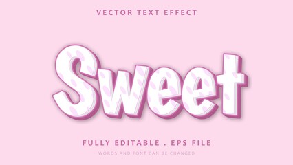 Modern 3d Pink Word Sweet Editable Text Effect Design Template
