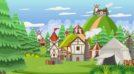 Obraz na płótnie Canvas Medieval town scene background