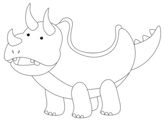 Dinosaur car black and white doodle character