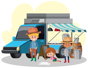 Flea market concept with food truck
