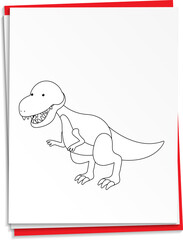 Hand drawn dinosaur on paper