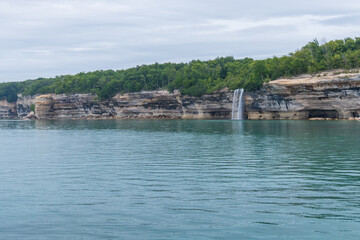 Fototapeta na wymiar Spray Falls, waterfall at Pictured Rocks National Lakeshore, Upper Peninsula, Michigan USA