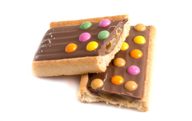 Shortbread biscuits on a white background.