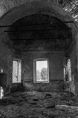 interior of the destroyed Orthodox church