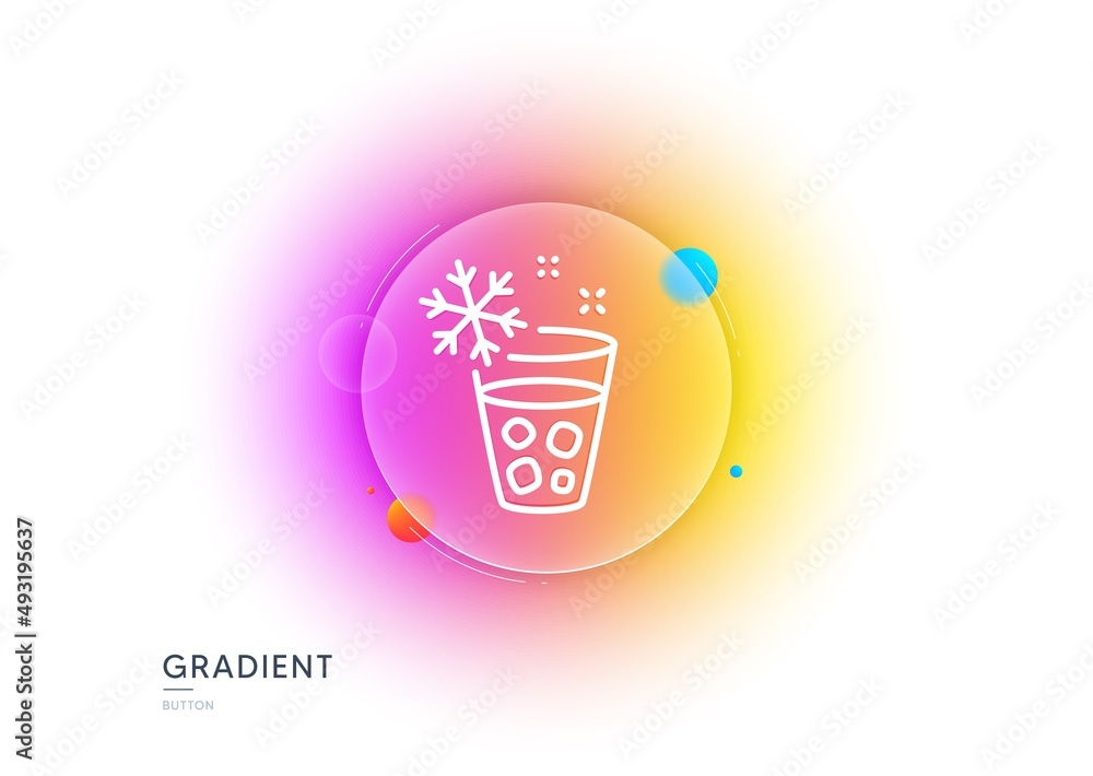 Poster glass with ice line icon. gradient blur button with glassmorphism. ice maker sign. freezing function