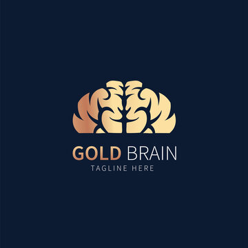 brain logo vector. gold luxury brain illustration