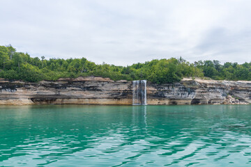 Fototapeta na wymiar Spray Falls, waterfall at Pictured Rocks National Lakeshore, Upper Peninsula, Michigan USA