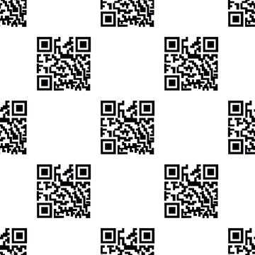 Seamless pattern of blank QR code layouts for scanning on a white isolated background. Illustration