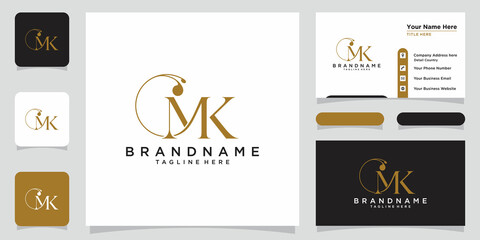 Initial letter MK luxury Logo design with business card design