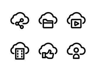 Simple Set of Cloud Computing Related Vector Line Icons. Contains Icons as Sharing, Folder, Video and more.