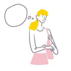 スケジュール　時間を確認する女性のイラスト