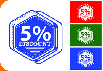 5 percent off new offer logo and icon design template