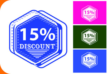 15 percent off new offer logo and icon design template