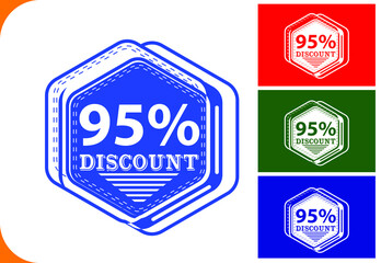 95 percent off new offer logo and icon design template