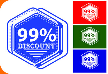 99 percent off new offer logo and icon design template