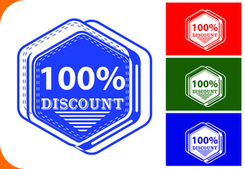 100 percent off new offer logo and icon design template