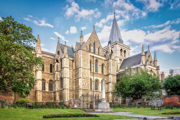 Fototapeta na wymiar Side view of Rochester Cathedral in England