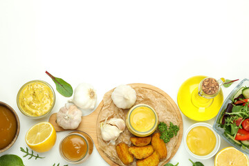 Concept of tasty food with sauce, space for text