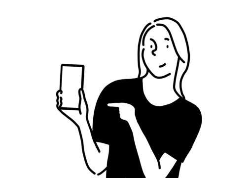 スマートフォン（携帯電話）を持っている女性。