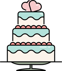 Wedding's cake with heart on top