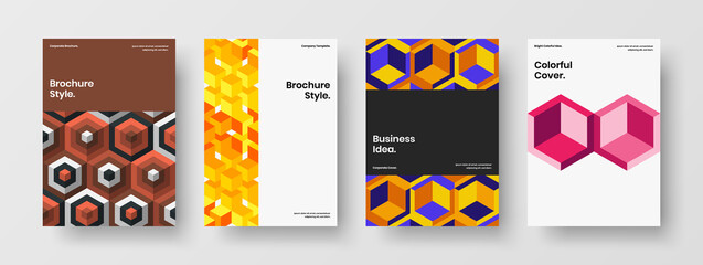 Fototapeta premium Modern geometric shapes presentation layout collection. Colorful flyer A4 vector design illustration composition.