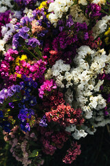 Floral decoration for wedding. Collection of mixed flowers. Plants texture