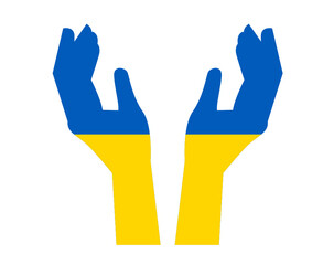 Obraz premium Ukraine Flag Emblem National Europe With Hands Symbol Abstract Design Vector illustration