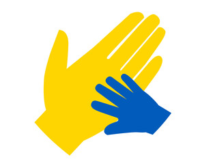 Ukraine Flag Emblem Hands Symbol Abstract National Europe Vector illustration Design