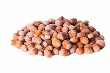 bunch of hazelnuts isolated
