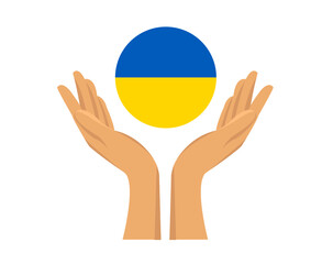 Ukraine Flag Emblem National Europe With Hands Abstract Symbol Vector illustration Design